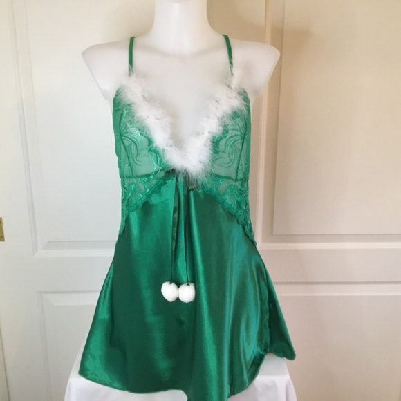 Women’s Satin Santa Claus Babydoll Lingerie - Picture 2 of 6